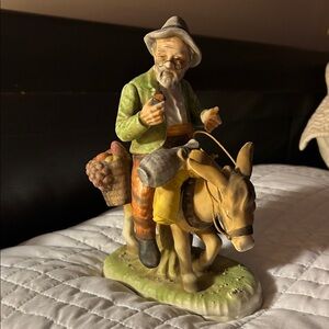 Charming Vintage Figurine with Green and Brown Accents 1950’s